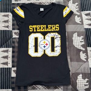 NFL Steelers Black and Yellow Women's Tee